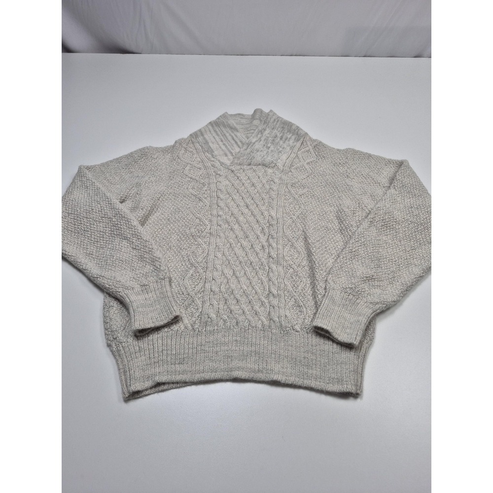 Alpaca International Sweater Womens Large White 100% Baby Alpaca Cable V Neck